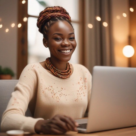 A photo of a happy african customer using sakuraho (1)
